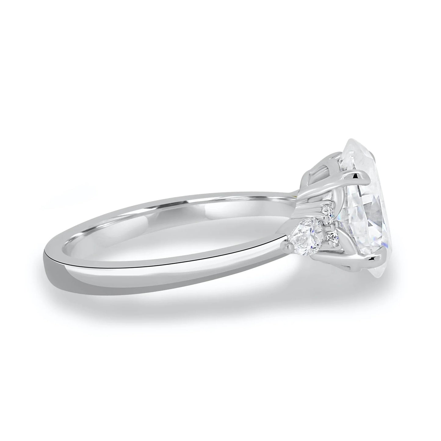 2.0CT Oval Cut Moissanite or Lab Grown Diamond Engagement Ring with Pear & Round Side Stones | 14K Gold Wedding Ring