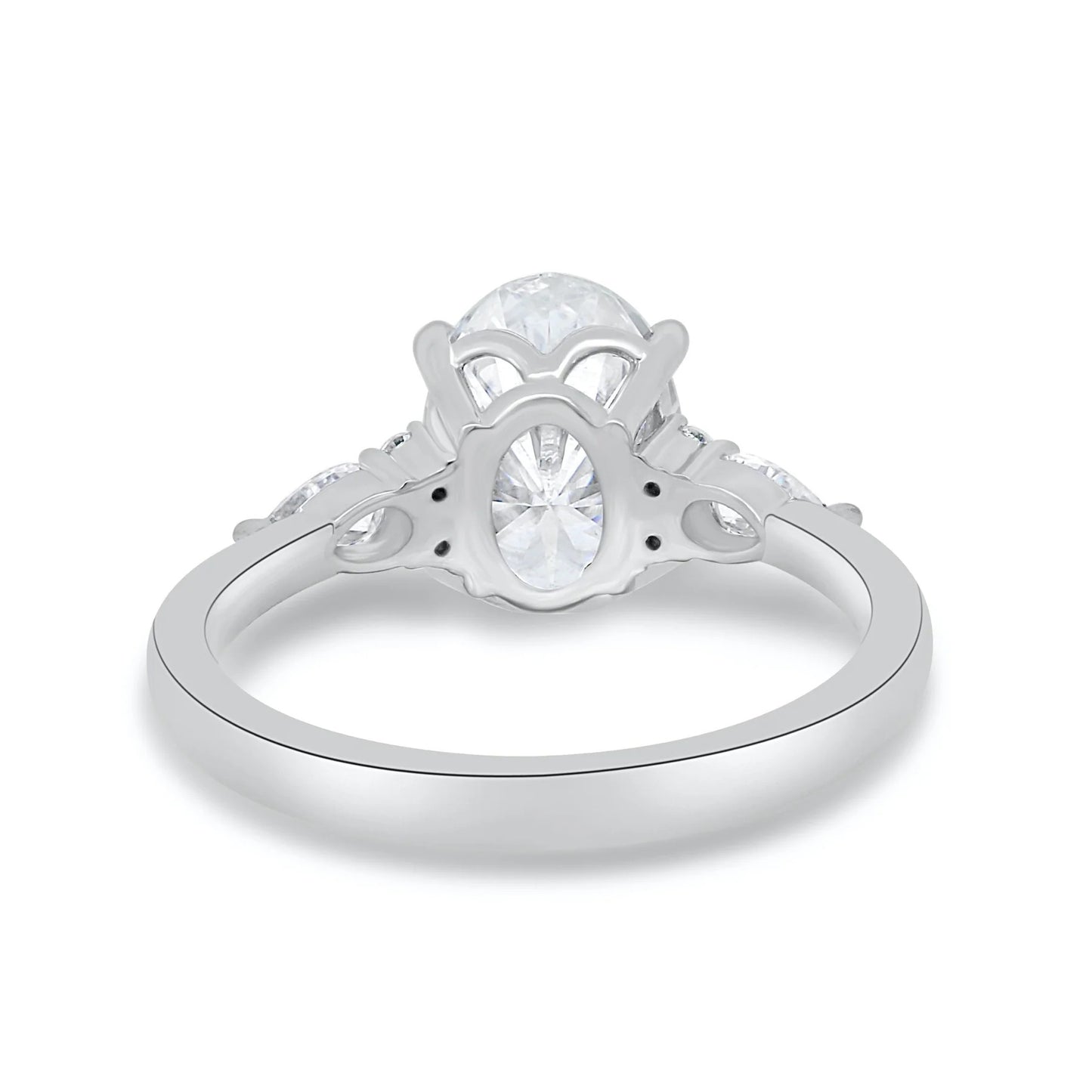 2.0CT Oval Cut Moissanite or Lab Grown Diamond Engagement Ring with Pear & Round Side Stones | 14K Gold Wedding Ring