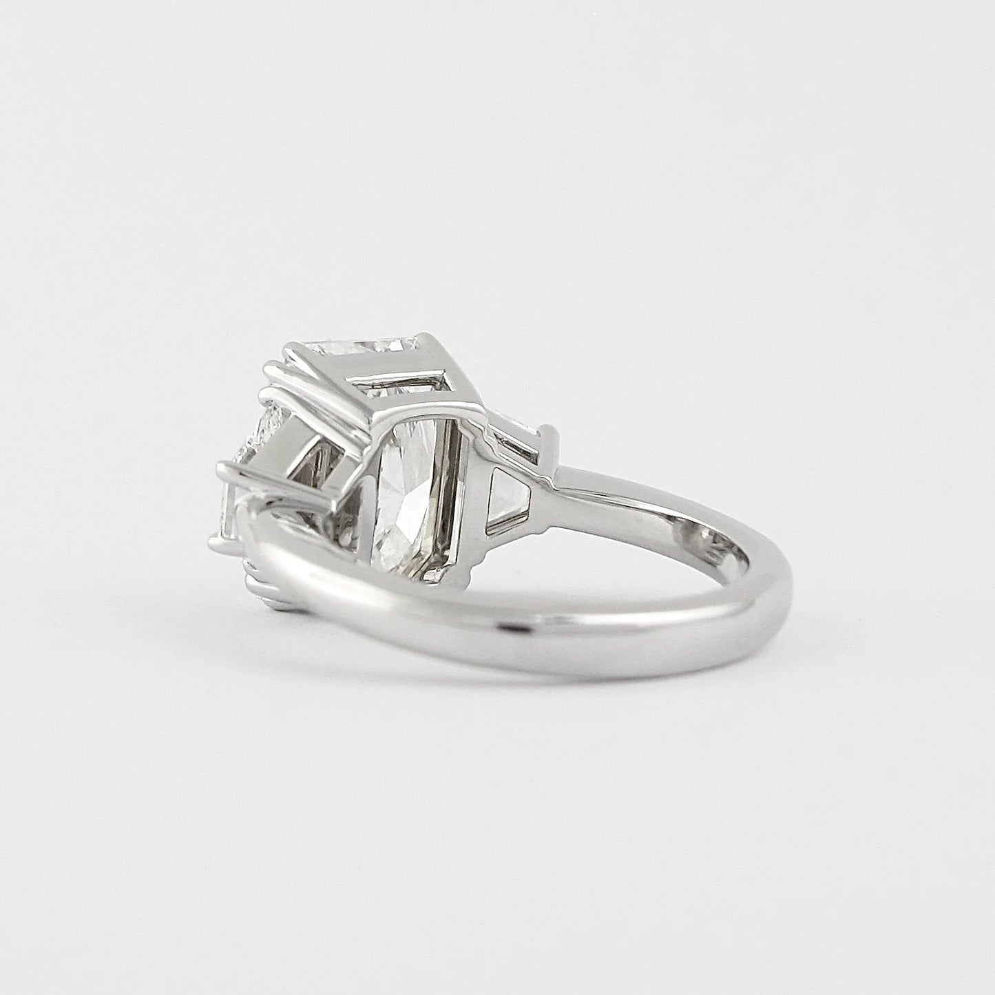 3.0CT Radiant Cut Moissanite or Lab Grown Diamond Engagement Ring with Tapered Baguette Side Stones | Platinum & Gold Wedding Ring