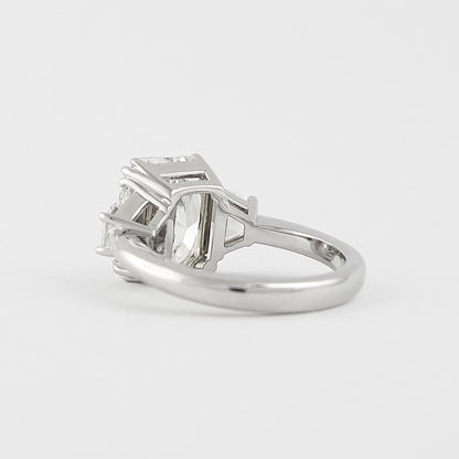 3.0CT Radiant Cut Moissanite or Lab Grown Diamond Engagement Ring with Tapered Baguette Side Stones | Platinum & Gold Wedding Ring