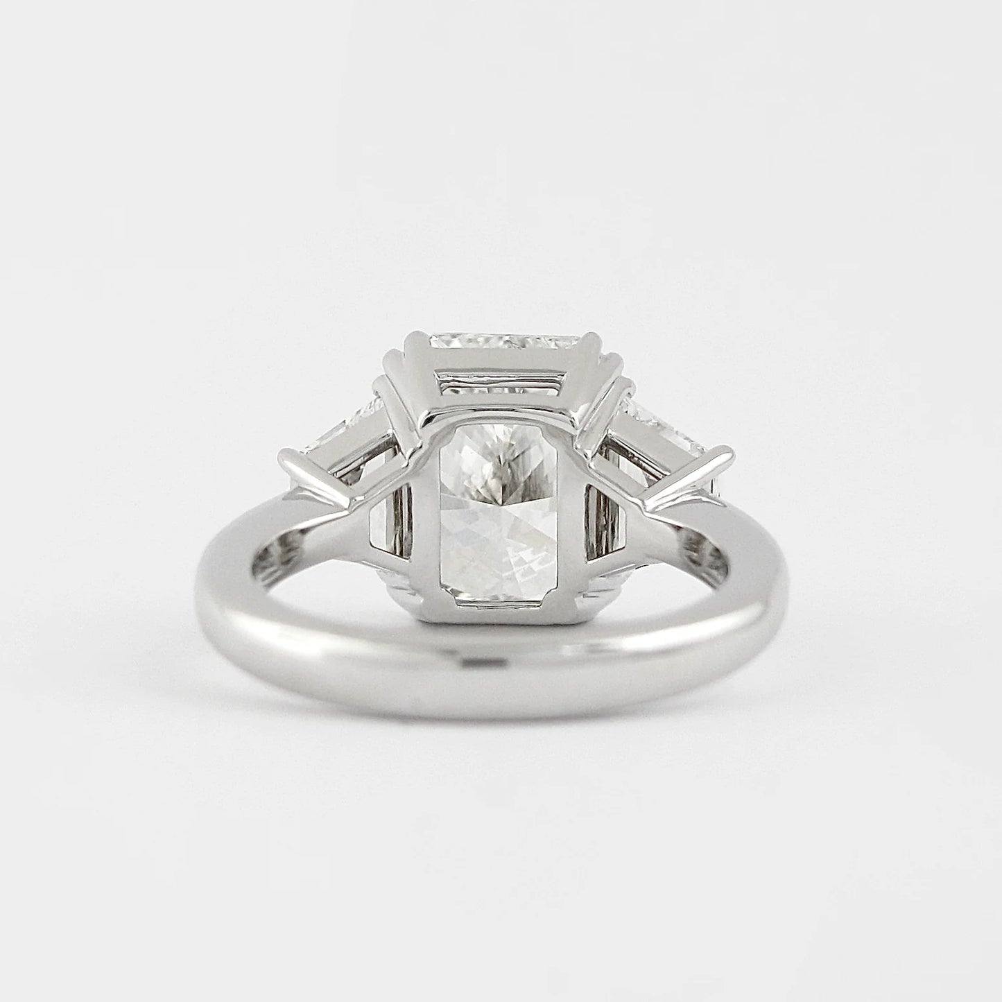 3.0CT Radiant Cut Moissanite or Lab Grown Diamond Engagement Ring with Tapered Baguette Side Stones | Platinum & Gold Wedding Ring