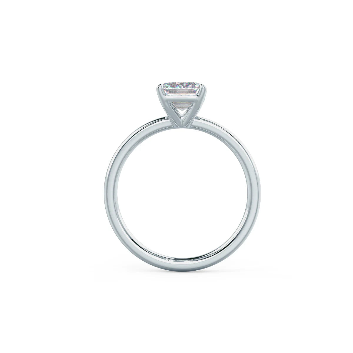 2.0CT Emerald Cut Moissanite or Lab Grown Diamond Solitaire Engagement Ring | Classic 14K White Gold Wedding Ring