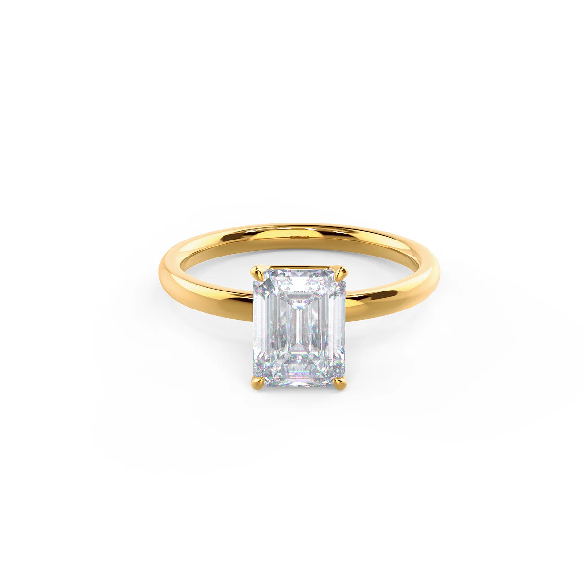 2.0CT Emerald Cut Moissanite or Lab Grown Diamond Solitaire Engagement Ring | Classic 14K White Gold Wedding Ring