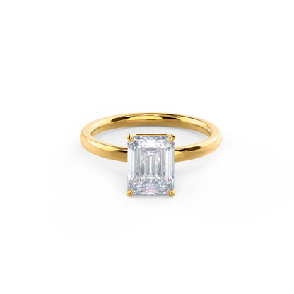 2.0CT Emerald Cut Moissanite or Lab Grown Diamond Solitaire Engagement Ring | Classic 14K White Gold Wedding Ring