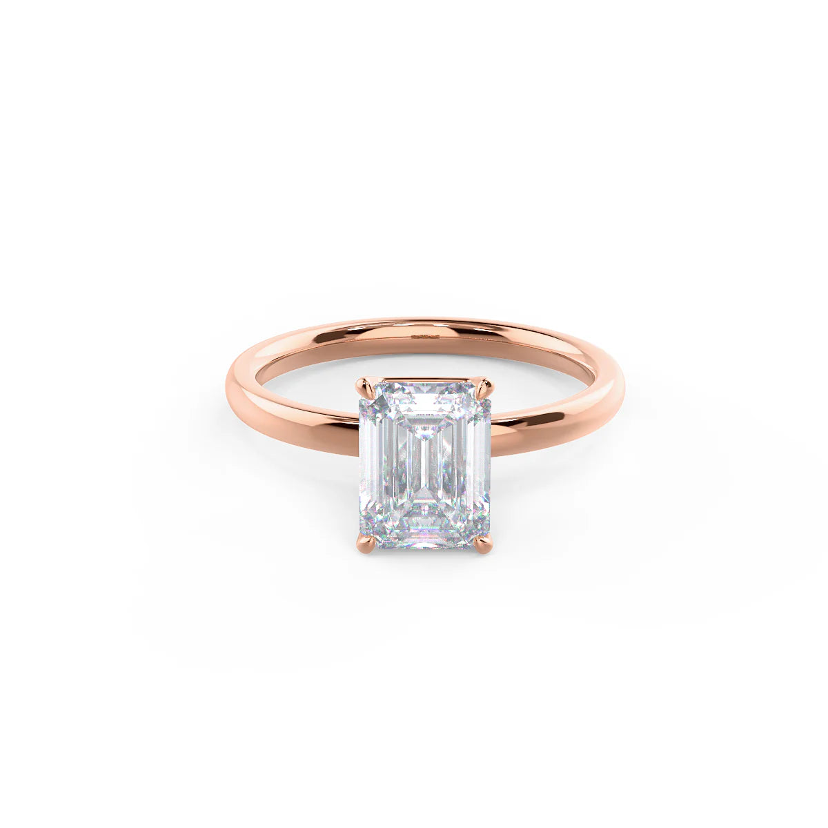 2.0CT Emerald Cut Moissanite or Lab Grown Diamond Solitaire Engagement Ring | Classic 14K White Gold Wedding Ring