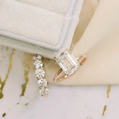 2.0CT Emerald Cut Moissanite or Lab Grown Diamond Solitaire Engagement Ring | Classic 14K White Gold Wedding Ring