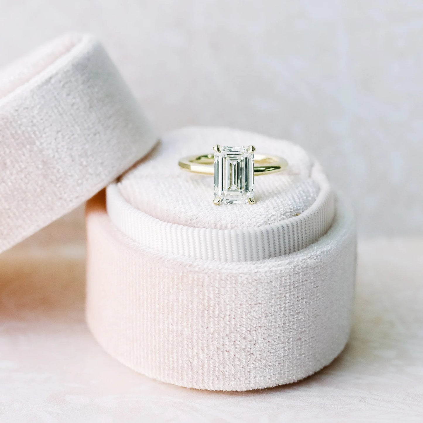 2.0CT Emerald Cut Moissanite or Lab Grown Diamond Solitaire Engagement Ring | Classic 14K White Gold Wedding Ring