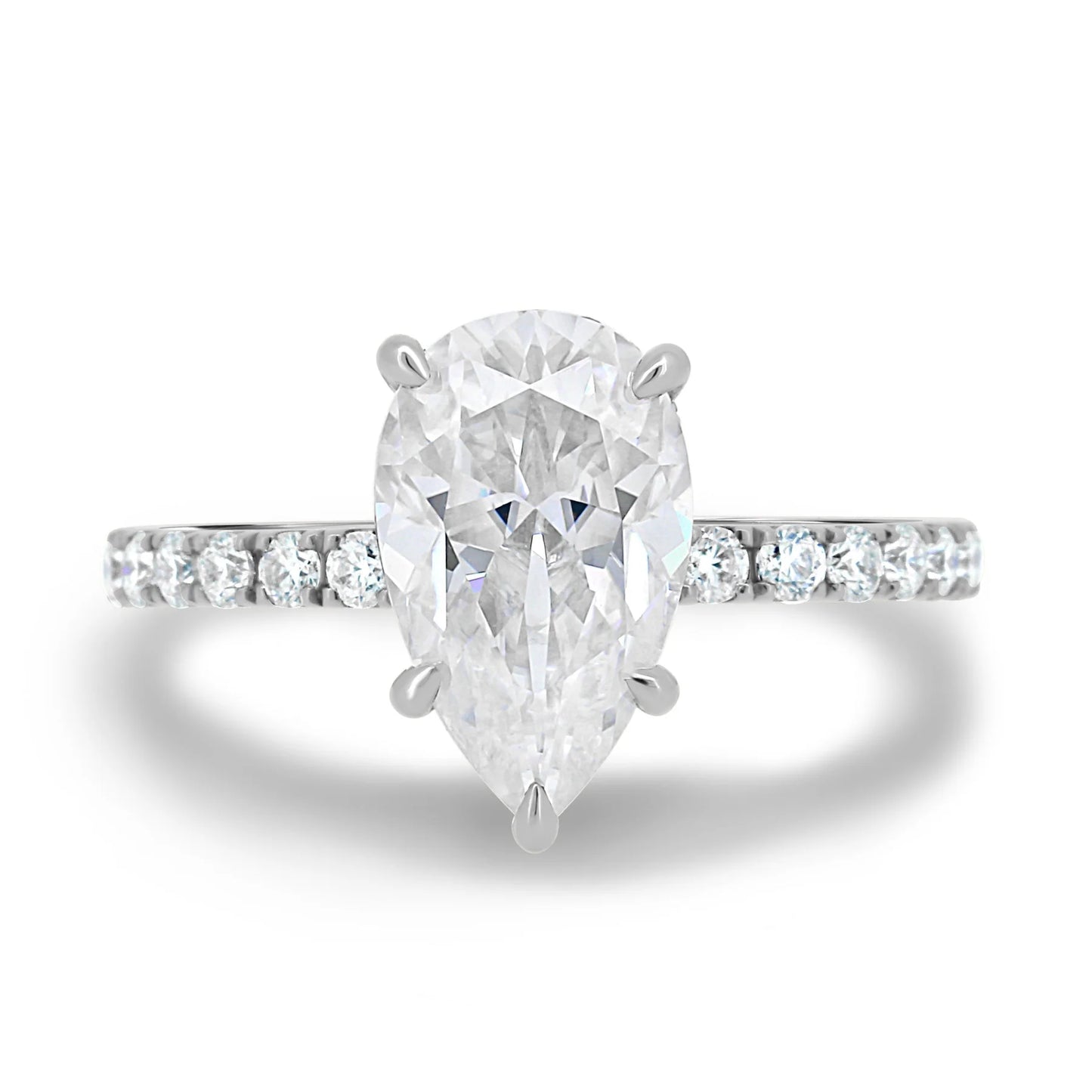 4.0CT Pear Cut Hidden Halo Moissanite Engagement Ring | Elegant 14K Gold Teardrop Bridal Ring