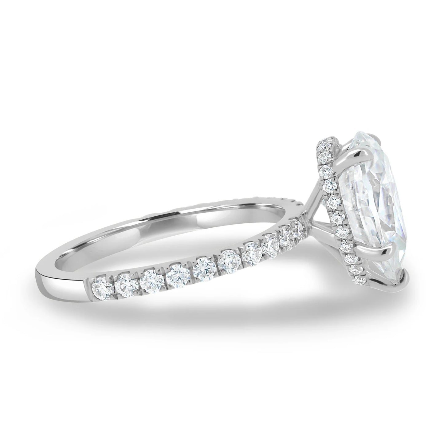 4.0CT Pear Cut Hidden Halo Moissanite Engagement Ring | Elegant 14K Gold Teardrop Bridal Ring