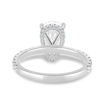 4.0CT Pear Cut Hidden Halo Moissanite Engagement Ring | Elegant 14K Gold Teardrop Bridal Ring