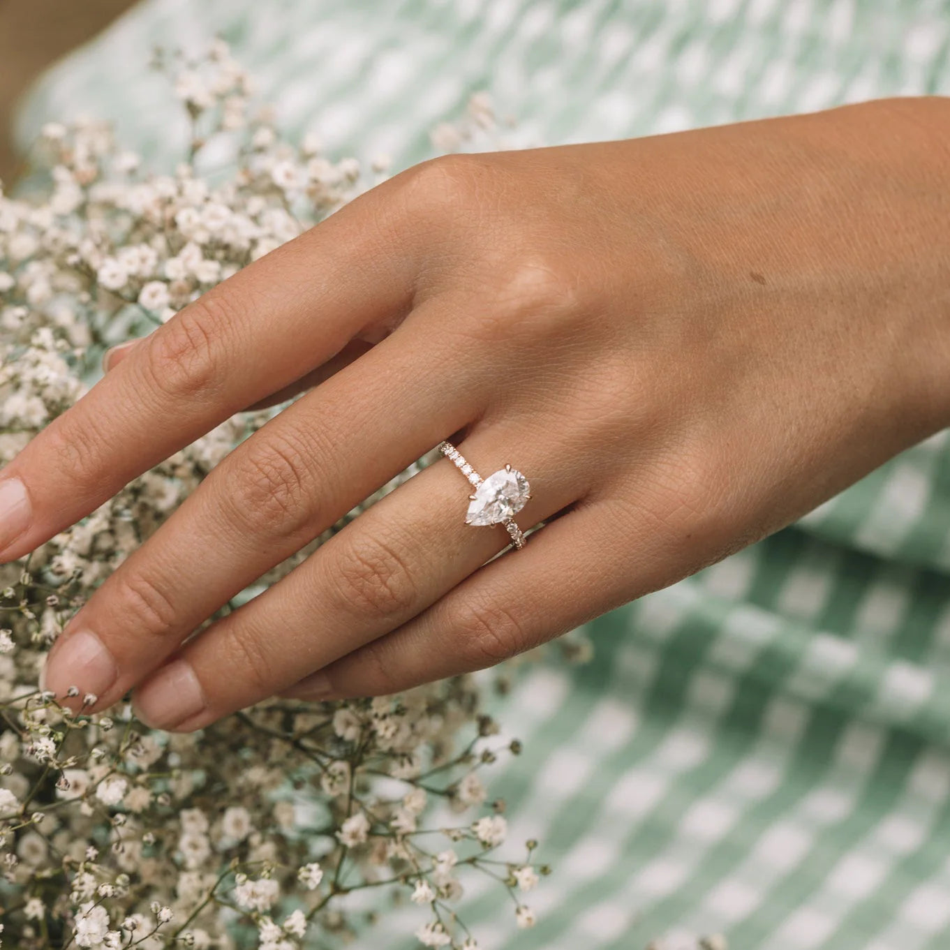 4.0CT Pear Cut Hidden Halo Moissanite Engagement Ring | Elegant 14K Gold Teardrop Bridal Ring