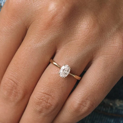 2.50CT Oval Solitaire Moissanite Engagement Ring | Classic 14K Gold Solitaire Bridal Ring