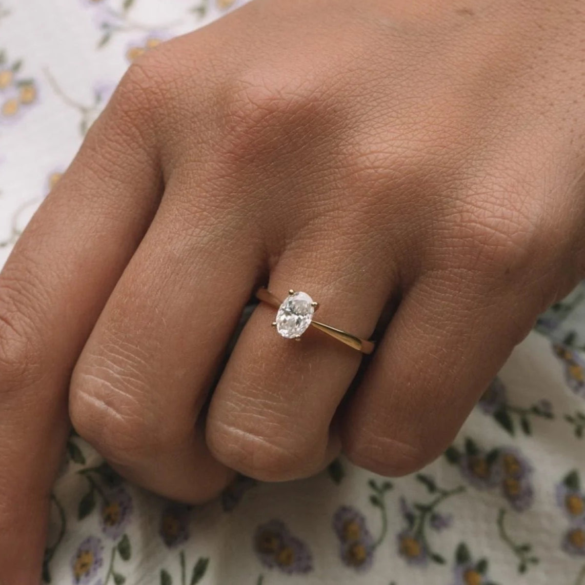 2.50CT Oval Solitaire Moissanite Engagement Ring | Classic 14K Gold Solitaire Bridal Ring