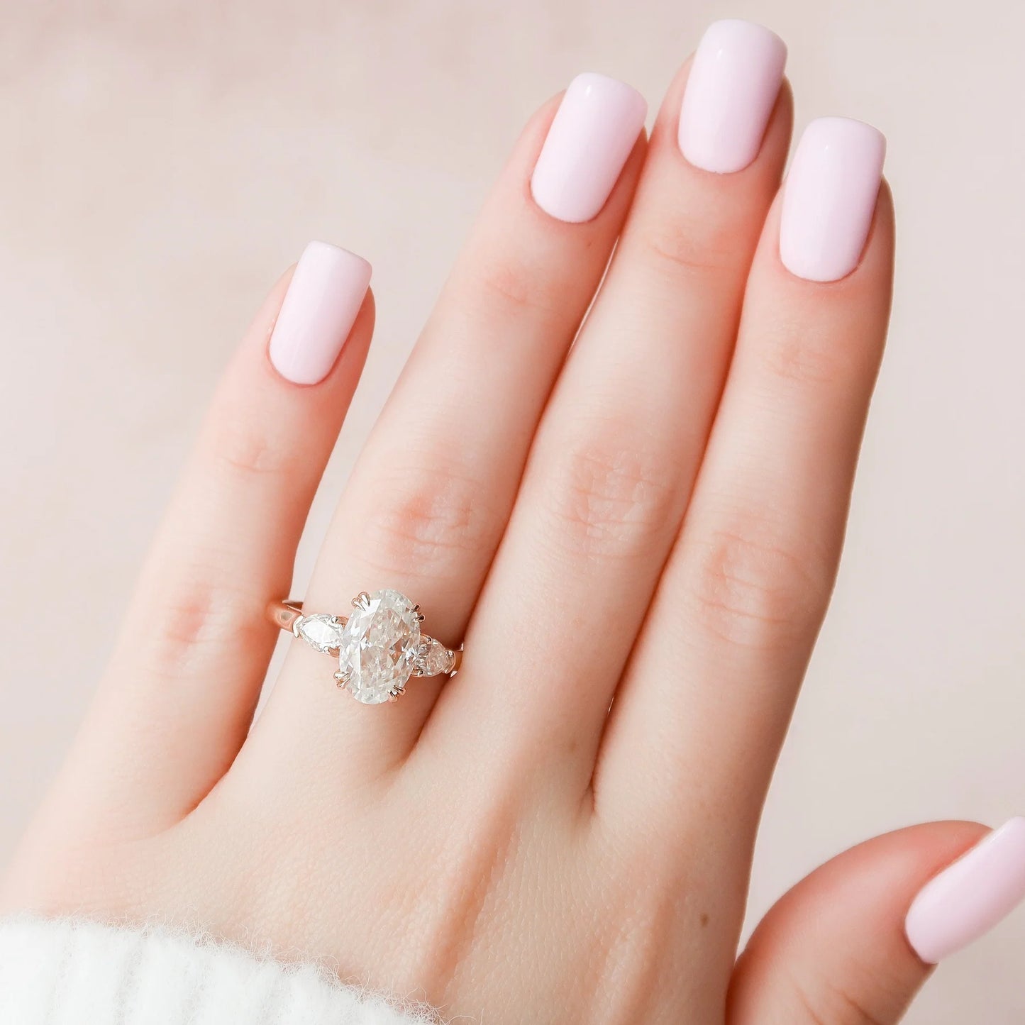 3.5CT Oval Cut Moissanite or Lab Grown Diamond Cathedral Three Stone Engagement Ring | 14K Gold Wedding & Anniversary Ring