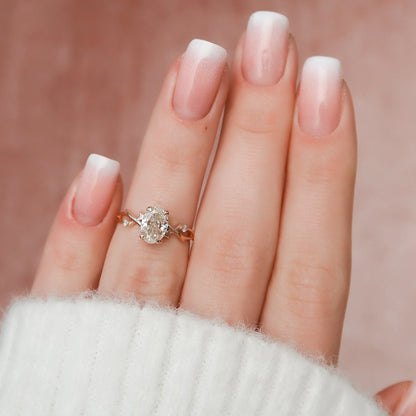 2.0CT Oval Cut Moissanite or Lab Grown Diamond Twig Engagement Ring | Nature Inspired 14K Gold Bridal Ring