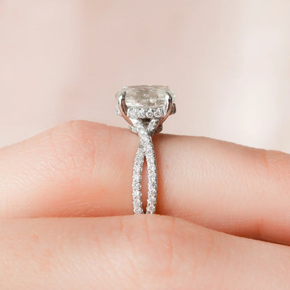 1.50CT Oval Cut Moissanite Split Shank 14K Gold Engagement Ring
