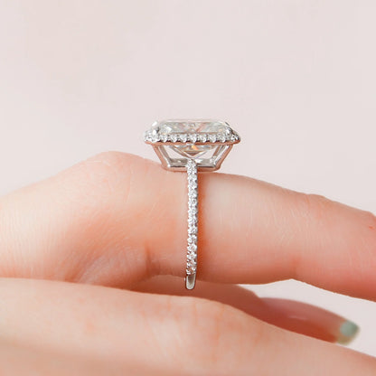 5.0CT Radiant Cut Halo Moissanite Engagement Ring