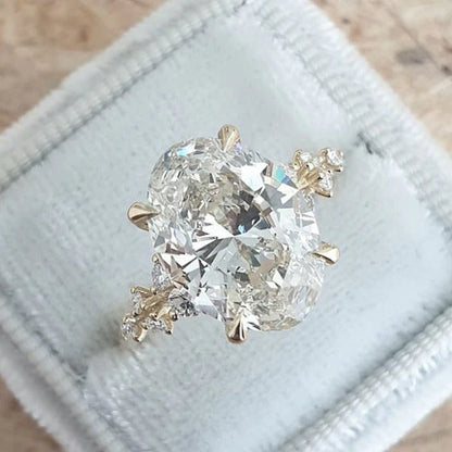 4.0CT Oval Cut Moissanite Diamond  14K Gold Pave Engagement Ring