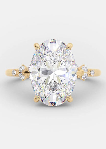 4.0CT Oval Cut Moissanite Diamond  14K Gold Pave Engagement Ring