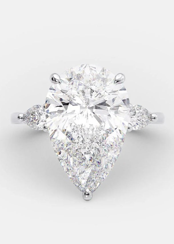 4.0ct Pear Cut Diamond 14K Gold Engagement Ring