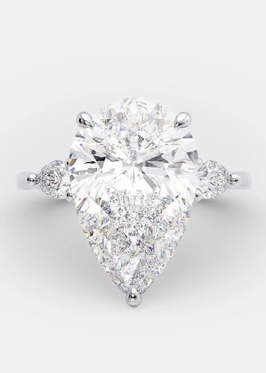 4.0ct Pear Cut Diamond 14K Gold Engagement Ring