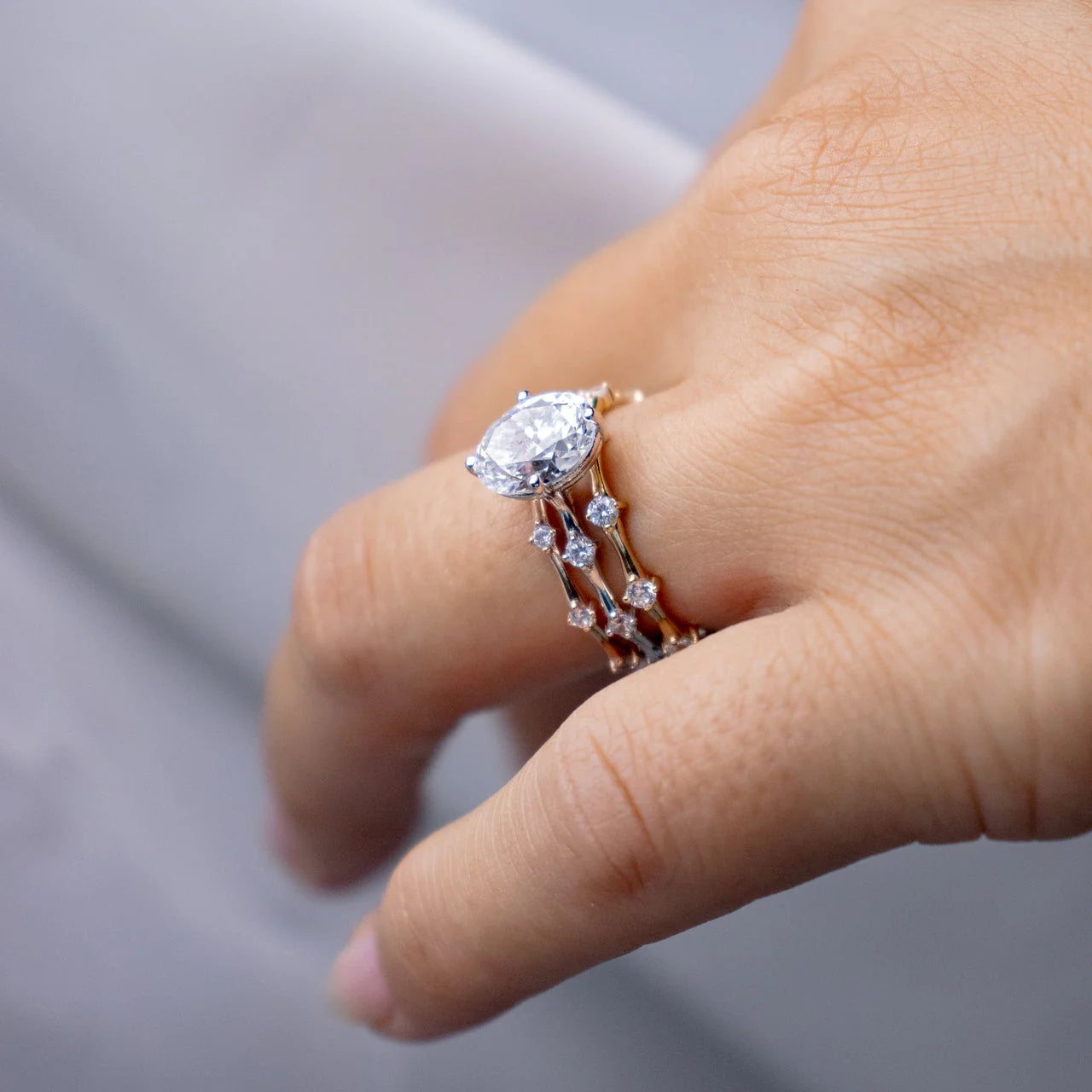 2.00CT Oval Cut Solitaire Moissanite Engagement Ring in 14K Gold