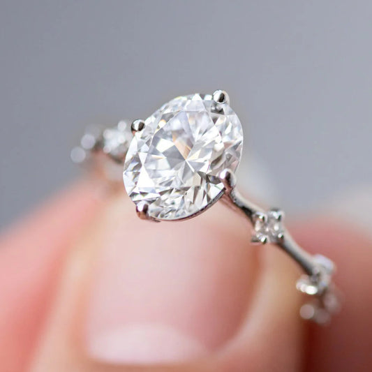 2.00CT Oval Cut Solitaire Moissanite Engagement Ring in 14K Gold