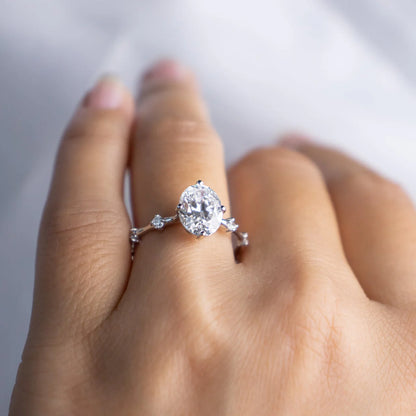 2.00CT Oval Cut Solitaire Moissanite Engagement Ring in 14K Gold