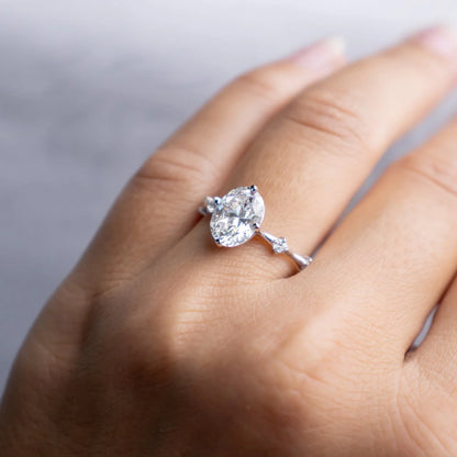 2.00CT Oval Cut Solitaire Moissanite Engagement Ring in 14K Gold