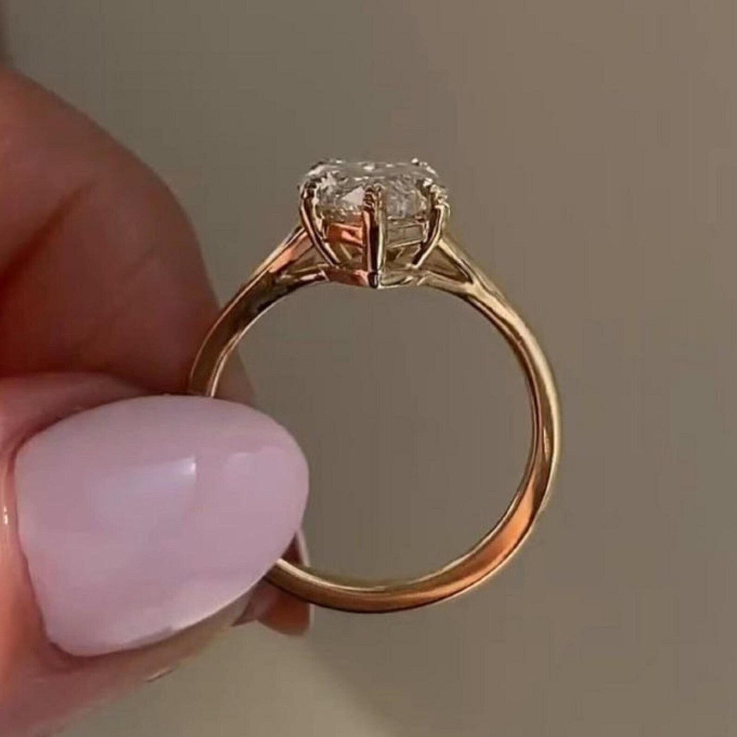 3 CT Marquise Cut Moissanite or Lab Grown Diamond Engagement Ring, Leaf Prong Split Shank Solitaire, 14K Gold Vintage Wedding Ring