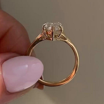 3 CT Marquise Cut Moissanite or Lab Grown Diamond Engagement Ring, Leaf Prong Split Shank Solitaire, 14K Gold Vintage Wedding Ring