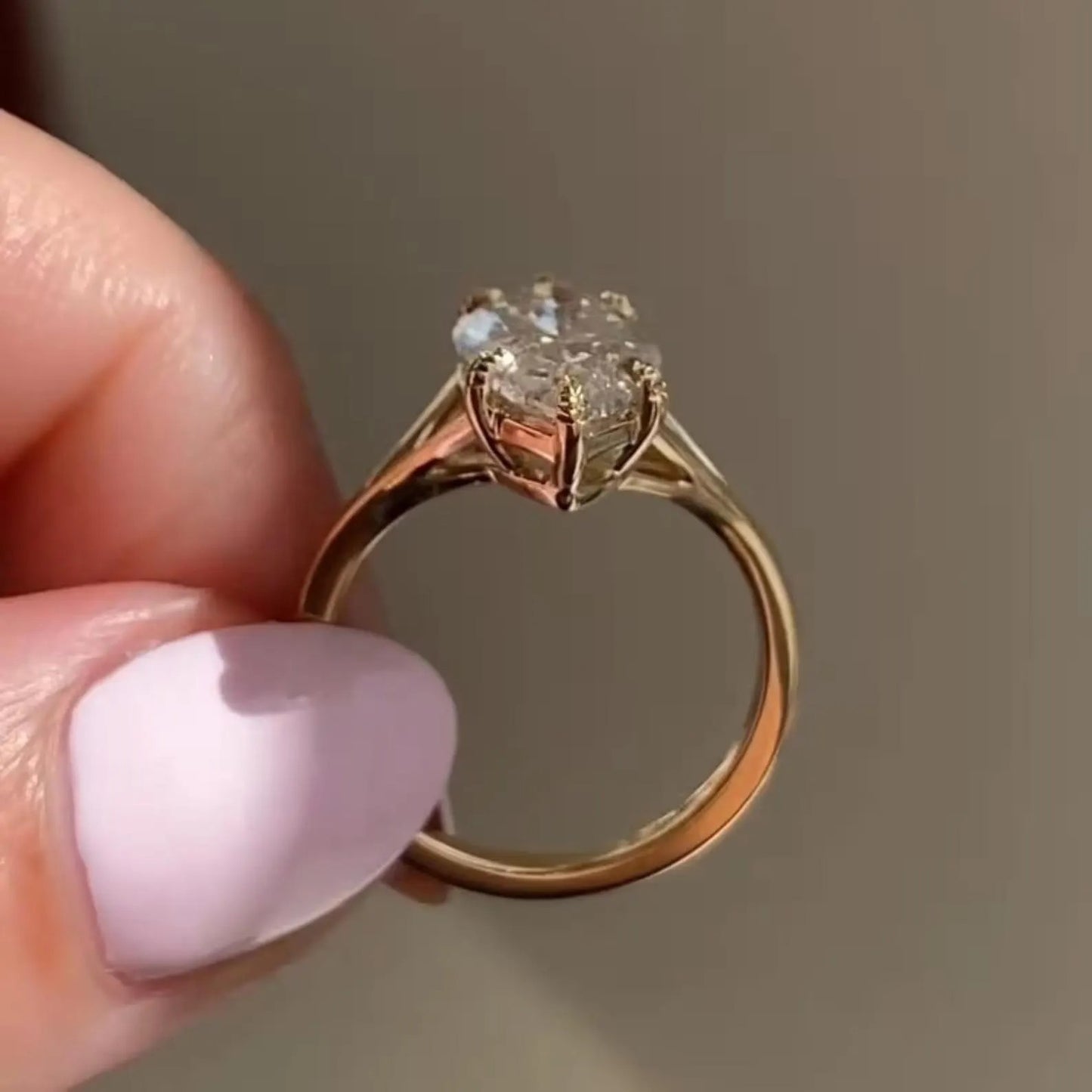 3 CT Marquise Cut Moissanite or Lab Grown Diamond Engagement Ring, Leaf Prong Split Shank Solitaire, 14K Gold Vintage Wedding Ring