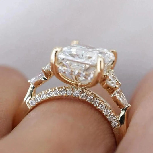4 CT Radiant Cut Vintage Art Deco Engagement Ring, Moissanite or Lab Grown Diamond, 14K Gold Bridal Ring