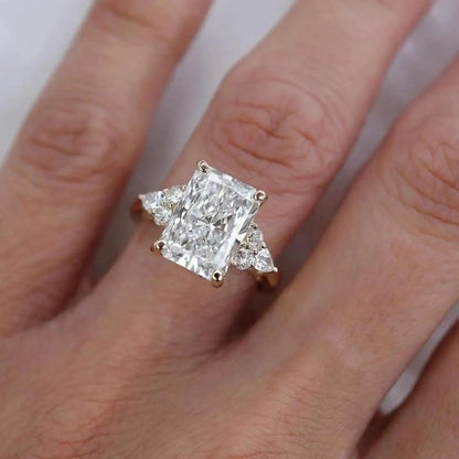4 CT Radiant Cut Vintage Art Deco Engagement Ring, Moissanite or Lab Grown Diamond, 14K Gold Bridal Ring