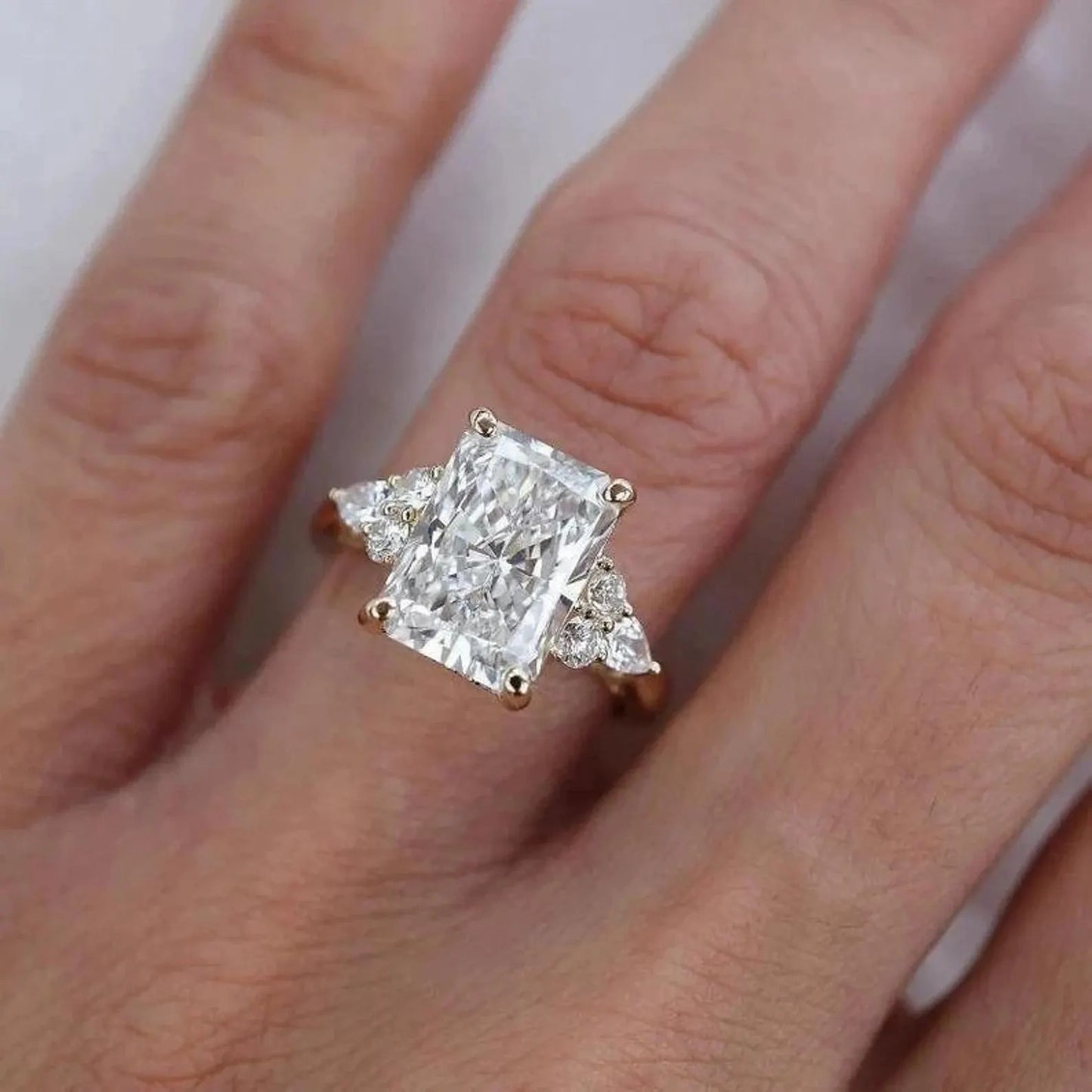 4 CT Radiant Cut Vintage Art Deco Engagement Ring, Moissanite or Lab Grown Diamond, 14K Gold Bridal Ring