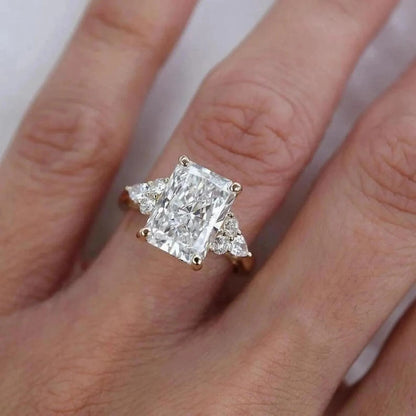 4 CT Radiant Cut Vintage Art Deco Engagement Ring, Moissanite or Lab Grown Diamond, 14K Gold Bridal Ring