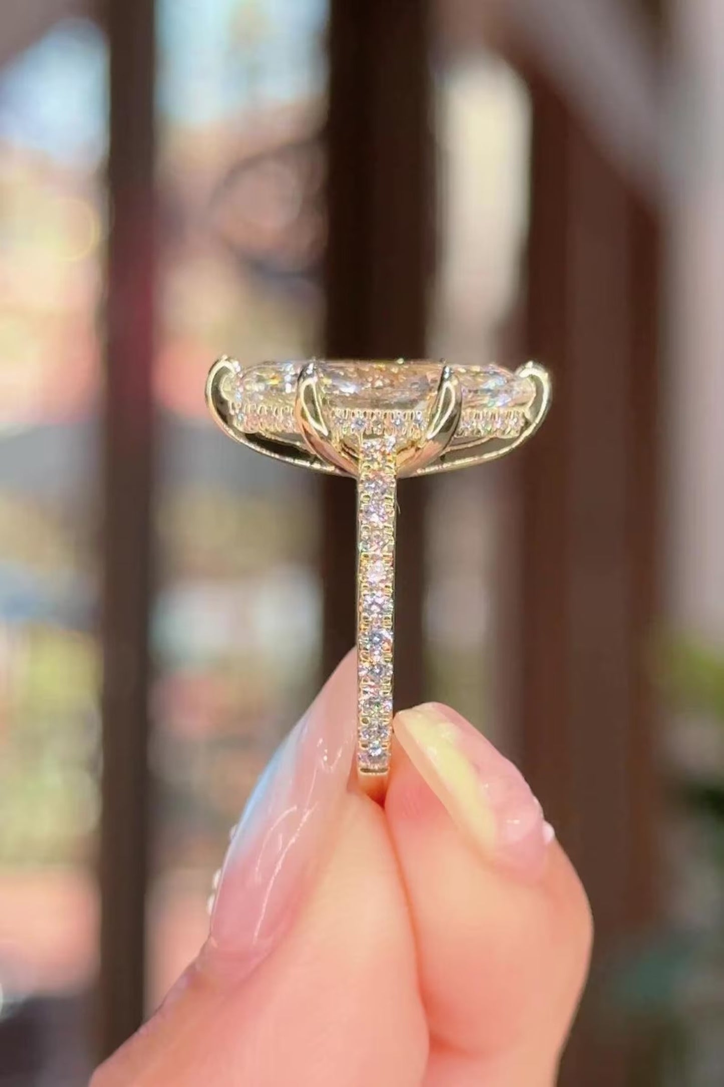 3 CT Marquise Cut Moissanite Engagement Ring 14K Gold – 6 Prong Hidden Halo Wedding Ring