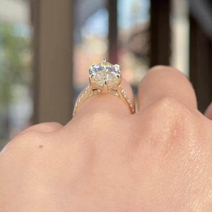 3 CT Marquise Cut Moissanite Engagement Ring 14K Gold – 6 Prong Hidden Halo Wedding Ring