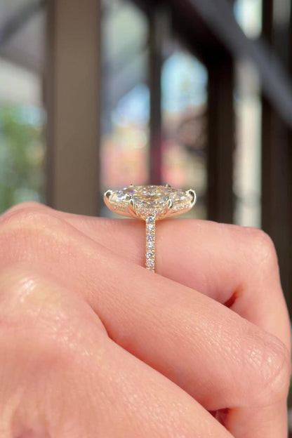 3 CT Marquise Cut Moissanite Engagement Ring 14K Gold – 6 Prong Hidden Halo Wedding Ring