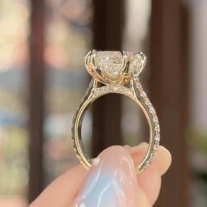 3 CT Marquise Cut Moissanite Engagement Ring 14K Gold – 6 Prong Hidden Halo Wedding Ring