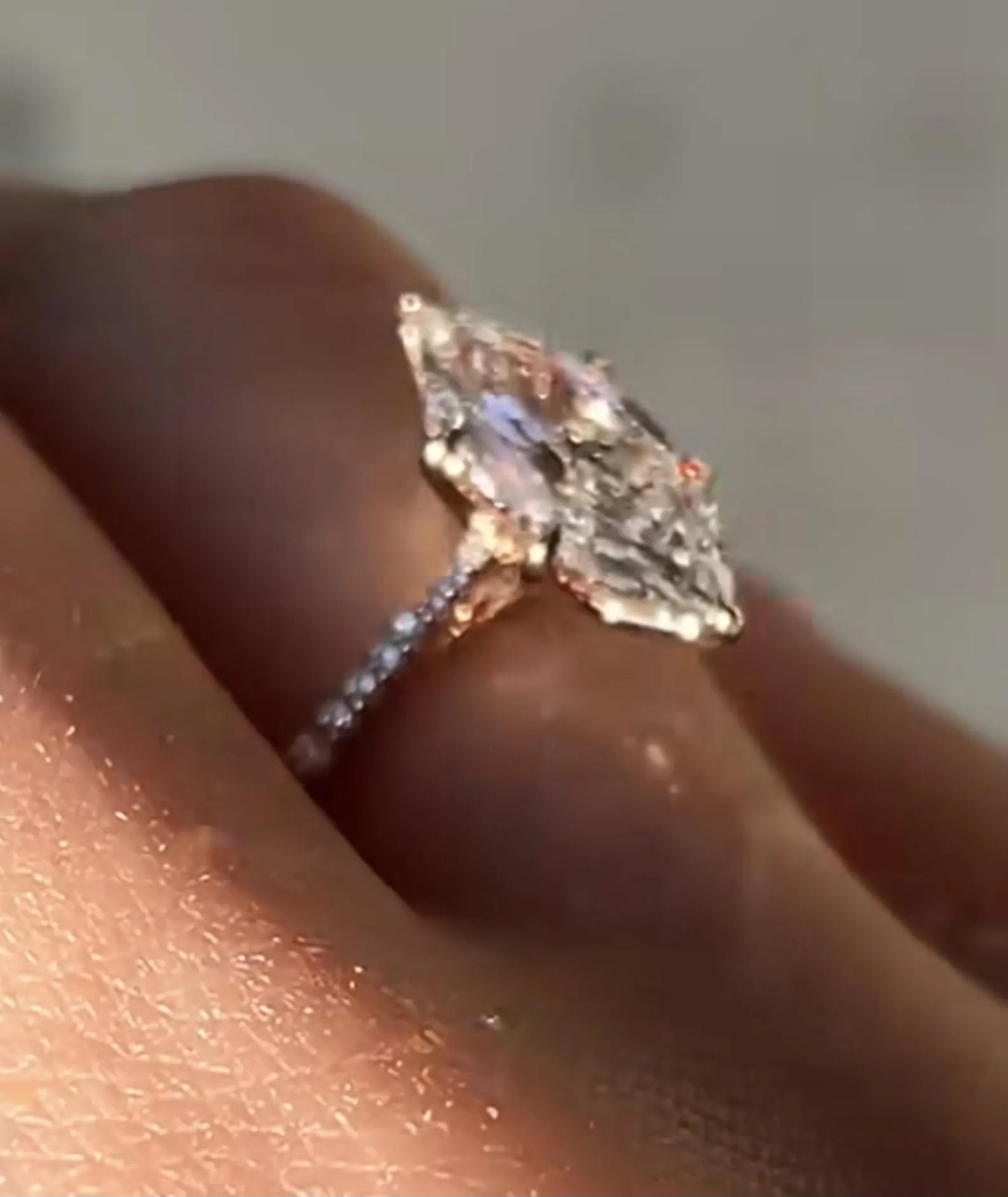 4 CT Marquise Cut Moissanite Engagement Ring Tulip Petal Prong in 14K Solid Gold