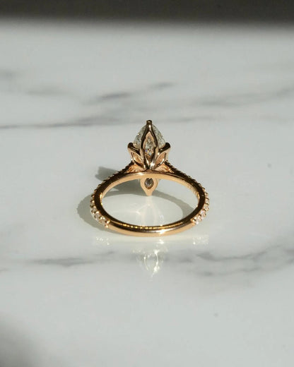 4 CT Marquise Cut Moissanite Engagement Ring Tulip Petal Prong in 14K Solid Gold