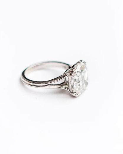 3 CT Cushion Cut Moissanite Engagement Ring – Vintage Style Solitaire Ring in 14K White Gold | Minimalist Moissanite Bridal Ring