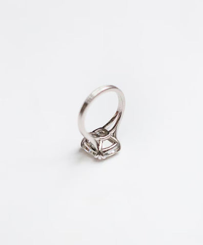 3 CT Cushion Cut Moissanite Engagement Ring – Vintage Style Solitaire Ring in 14K White Gold | Minimalist Moissanite Bridal Ring