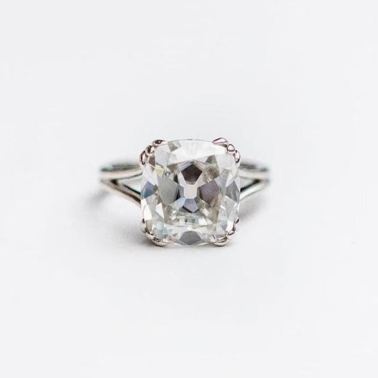 3 CT Cushion Cut Moissanite Engagement Ring – Vintage Style Solitaire Ring in 14K White Gold | Minimalist Moissanite Bridal Ring
