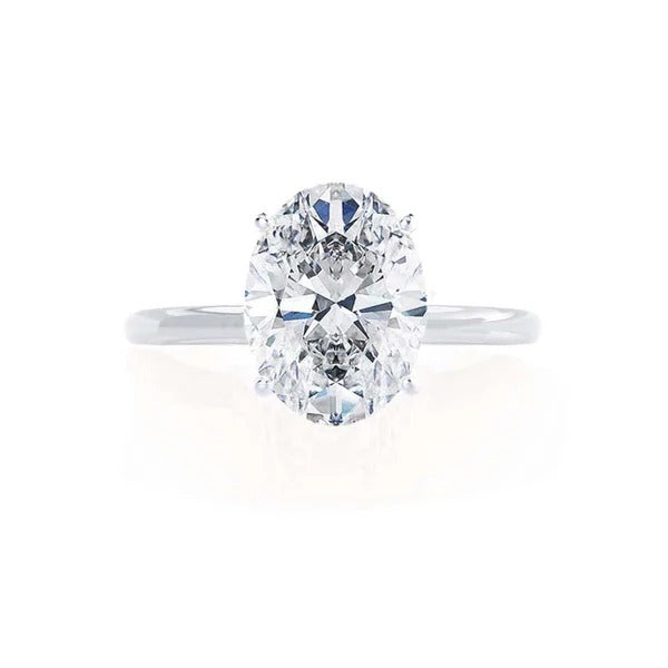 Oval Cut Moissanite Solitaire Engagement Ring – 2 CT Classic Ring in Silver or 14K White Gold Ring