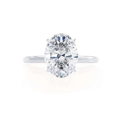 Oval Cut Moissanite Solitaire Engagement Ring – 2 CT Classic Ring in Silver or 14K White Gold Ring