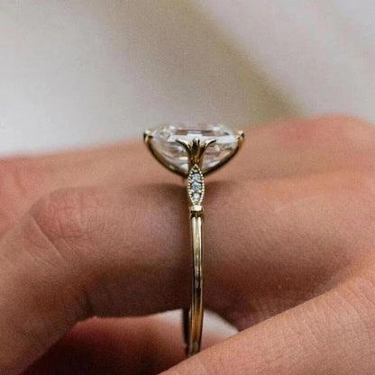 4 CT Asscher Cut Moissanite Diamond Ring Asscher Cut Engagement Ring 14K Gold Wedding Ring For Women Lab Grown Diamond Anniversary Ring