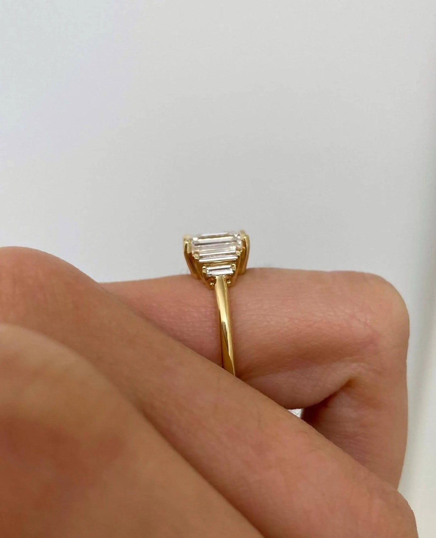 Five Stone Moissanite Engagement Ring Emerald Cut Engagement Ring Five Stone Engagement Ring Moissanite Five Stone Emerald Cut Ring