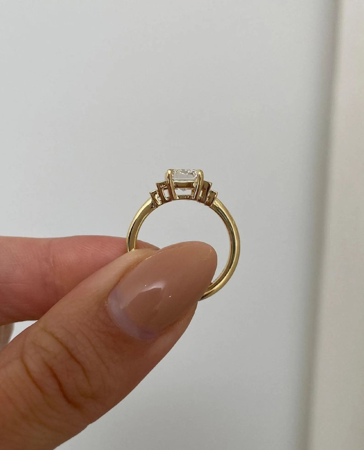 Five Stone Moissanite Engagement Ring Emerald Cut Engagement Ring Five Stone Engagement Ring Moissanite Five Stone Emerald Cut Ring